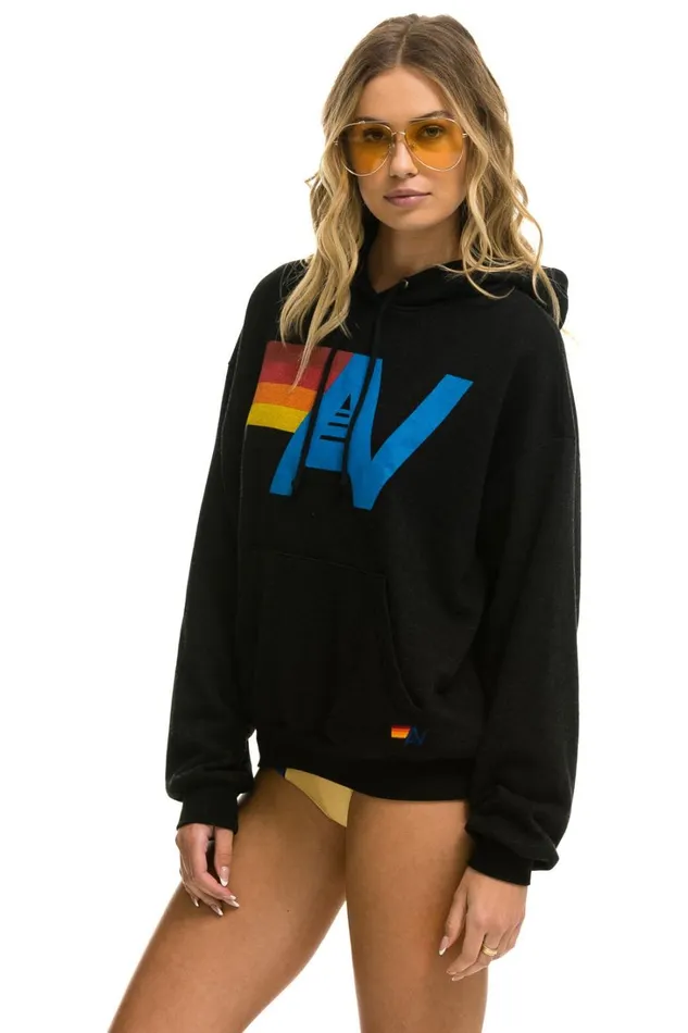WomenMen Tops Aviator Nation LOGO PULLOVER RELAXED HOODIE 8211 BLACK WomenMen Tops Aviator Nation LOGO PULLOVER RELAXED HOODIE 8211 BLACK