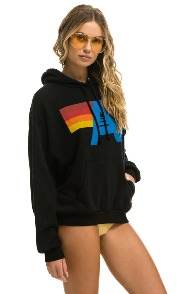 WomenMen Tops Aviator Nation LOGO PULLOVER RELAXED HOODIE 8211 BLACK WomenMen Tops Aviator Nation LOGO PULLOVER RELAXED HOODIE 8211 BLACK