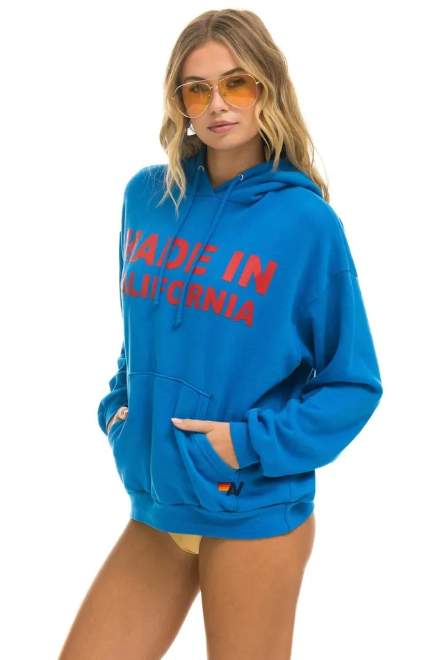 WomenMen Tops Aviator Nation MADE IN CALIFORNIA RELAXED PULLOVER HOODIE 8211 OCEAN WomenMen Tops Aviator Nation MADE IN CALIFORNIA RELAXED PULLOVER HOODIE 8211 OCEAN