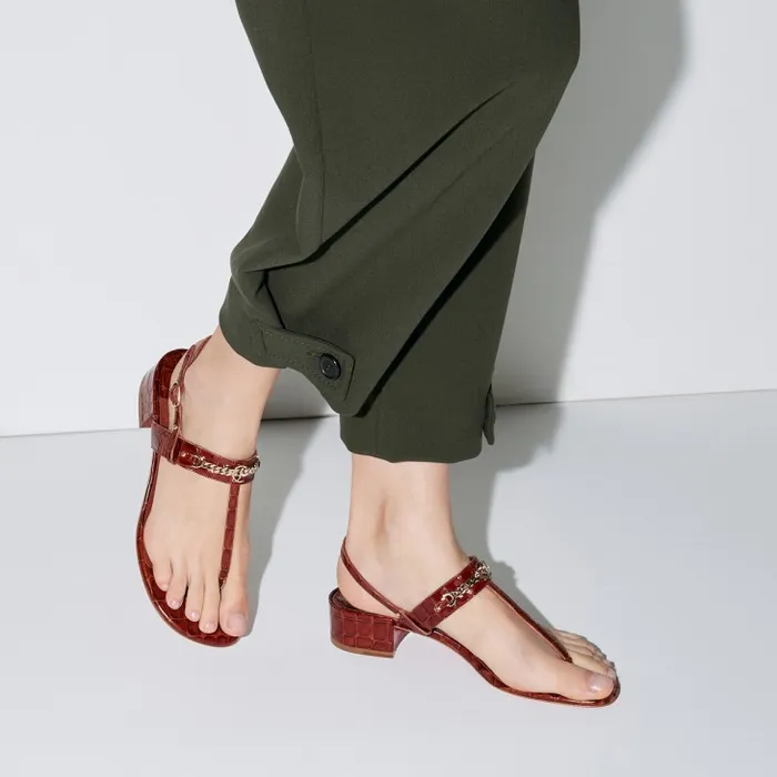 Women MJ Thong 25 Mm Mules 8211 Alligator Embossed Calf Leather 8211 Acajou Christian Louboutin Flats and Loafers Women MJ Thong 25 Mm Mules 8211 Alligator Embossed Calf Leather 8211 Acajou Christian Louboutin Flats and Loafers