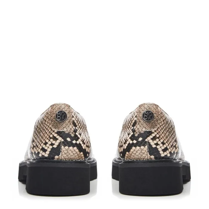Women Moda In Pelle Brogues And Loafers Evelyn Natural Snake Print