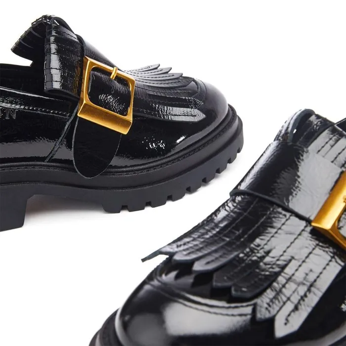 Women Moda In Pelle Brogues And Loafers Shoon Sh Arden Black Patent