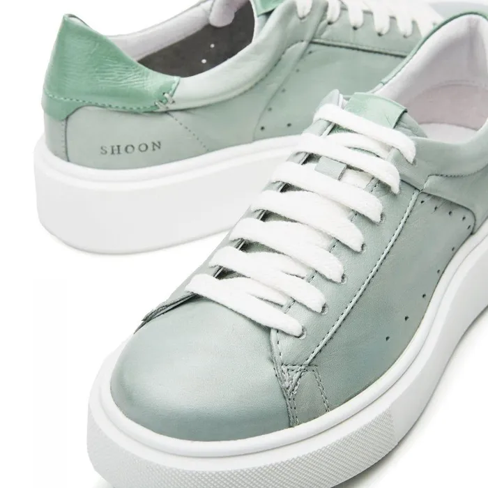 Women Moda In Pelle Casual Trainers Shoon Sh Innie Khaki Leather