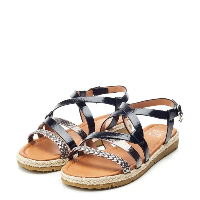 Women Moda In Pelle Flat Sandals Nanccey Black Porvair Women Moda In Pelle Flat Sandals Nanccey Black Porvair