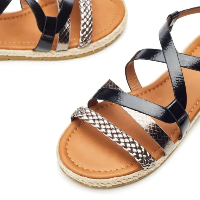 Women Moda In Pelle Flat Sandals Nanccey Black Porvair Women Moda In Pelle Flat Sandals Nanccey Black Porvair