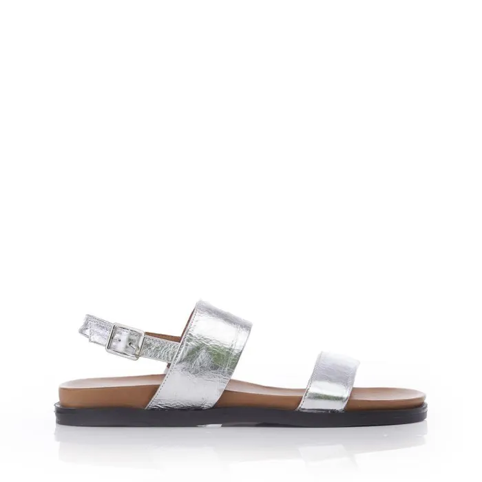 Women Moda In Pelle Flatform Sandals Bsoleful BJune Silver Leather