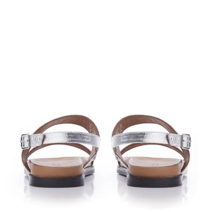 Women Moda In Pelle Flatform Sandals Bsoleful BJune Silver Leather