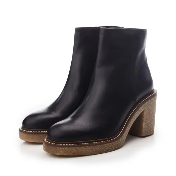 Women Moda In Pelle Heeled And Wedge Boots Sh Casero Black Leather