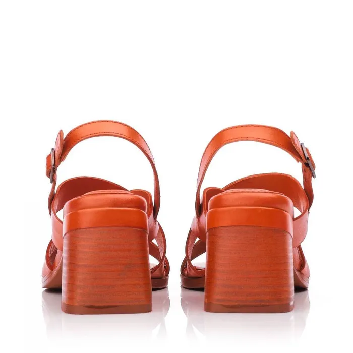 Women Moda In Pelle Heeled Sandals Leeana Orange Leather