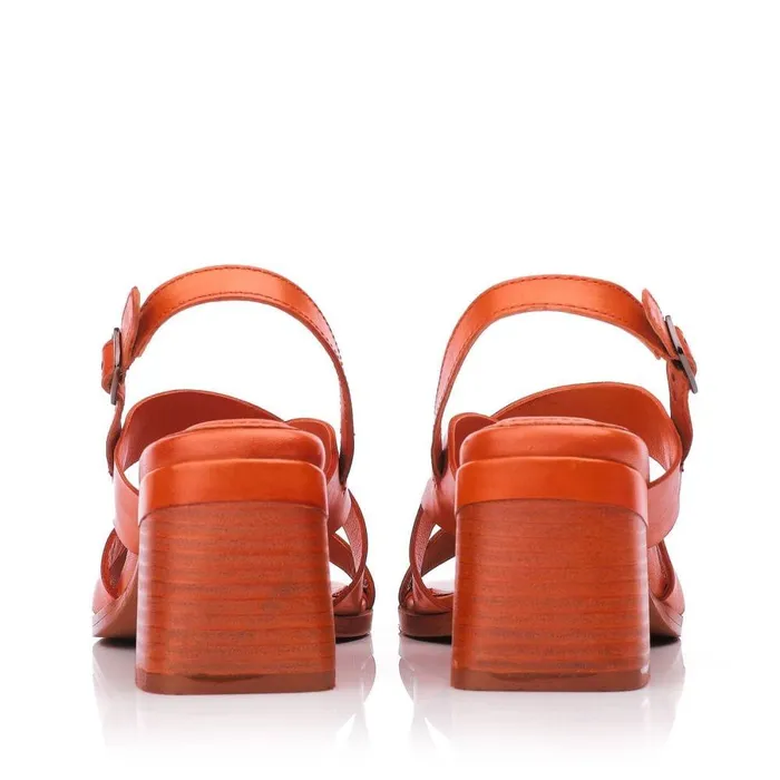 Women Moda In Pelle Heeled Sandals Leeana Orange Leather