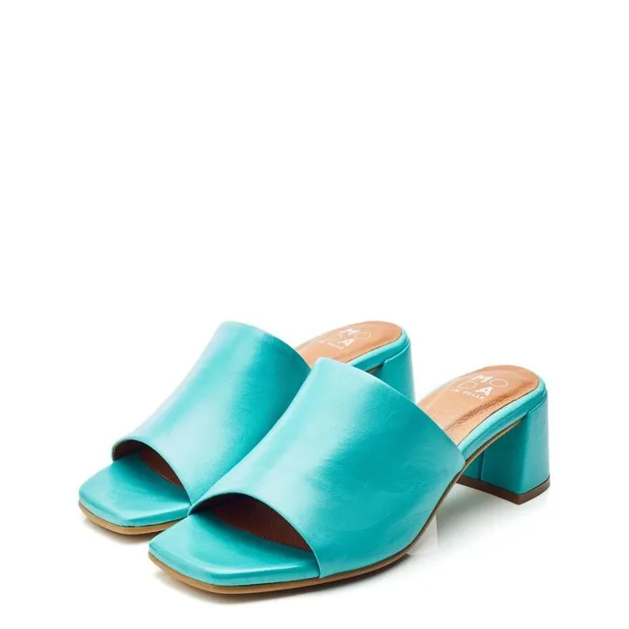 Women Moda In Pelle Heeled Sandals Mikia Turquoise Leather