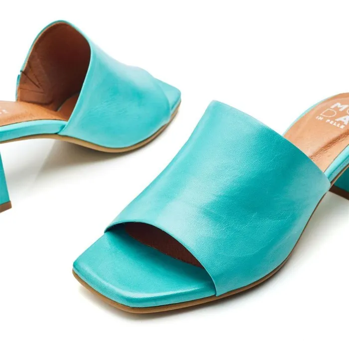 Women Moda In Pelle Heeled Sandals Mikia Turquoise Leather