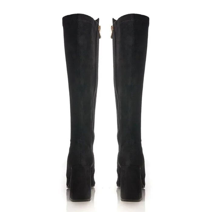 Women Moda In Pelle Knee High Boots Tamika Black Alcantara Women Moda In Pelle Knee High Boots Tamika Black Alcantara
