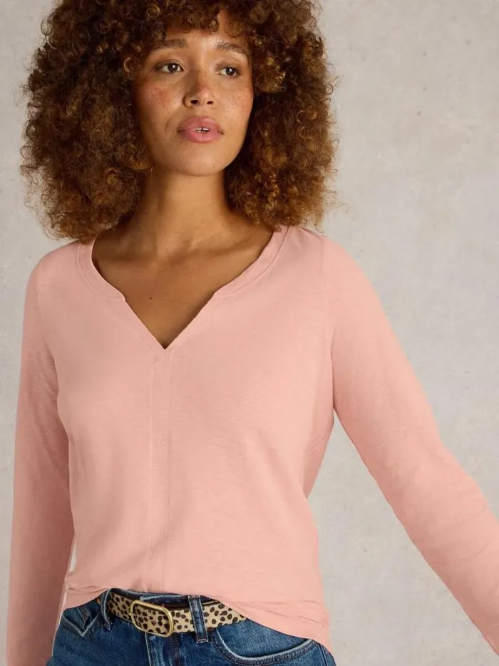 Women NELLY NECK TEE Dusty Pink White Stuff Tops and Tees