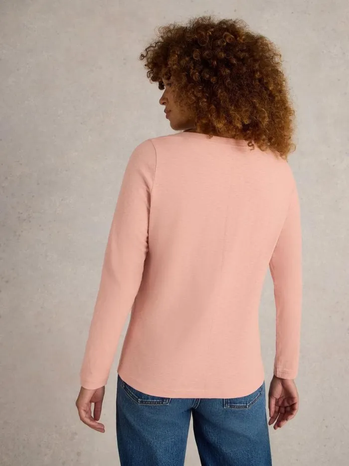 Women NELLY NECK TEE Dusty Pink White Stuff Tops and Tees