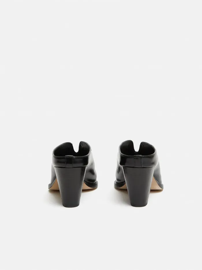 Women Oakley Heeled Mule Black Jigsaw Leather