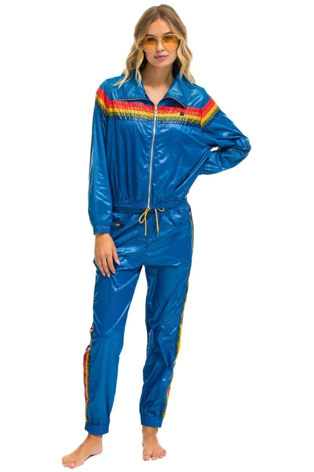 Women Outerwear Aviator Nation 5 STRIPE WINDBREAKER 8211 SNORKEL BLUE