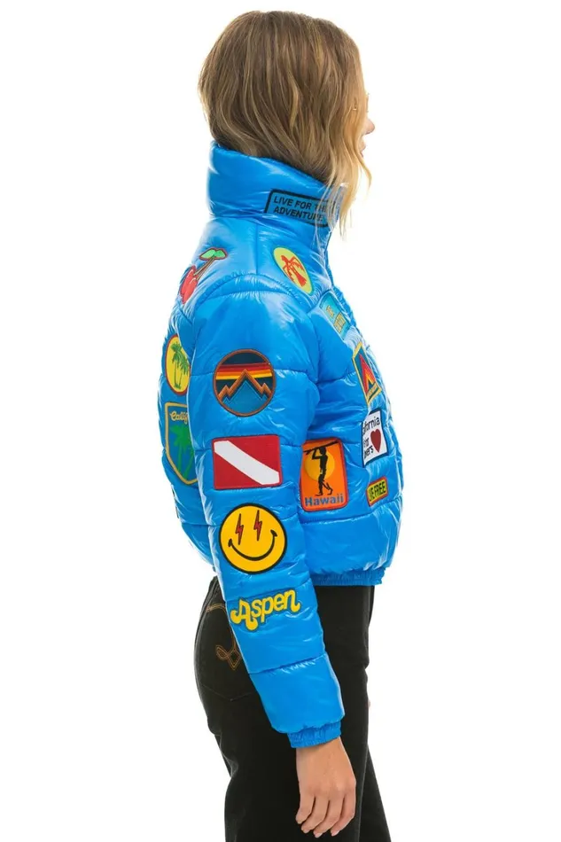 Women Outerwear Aviator Nation VINTAGE PATCH APRES PUFFER JACKET 8211 BLUE CINA GLOSSY Women Outerwear Aviator Nation VINTAGE PATCH APRES PUFFER JACKET 8211 BLUE CINA GLOSSY