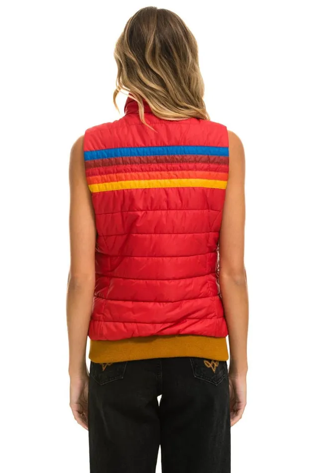 Women Outerwear Aviator Nation WOMEN039S 5 STRIPE VEST 8211 CHERRY Women Outerwear Aviator Nation WOMEN039S 5 STRIPE VEST 8211 CHERRY