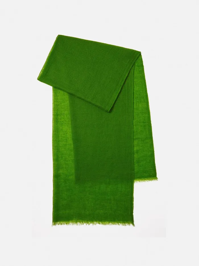Women Pure Cashmere Gauze Scarf Green Jigsaw Ponchos and Scarves
