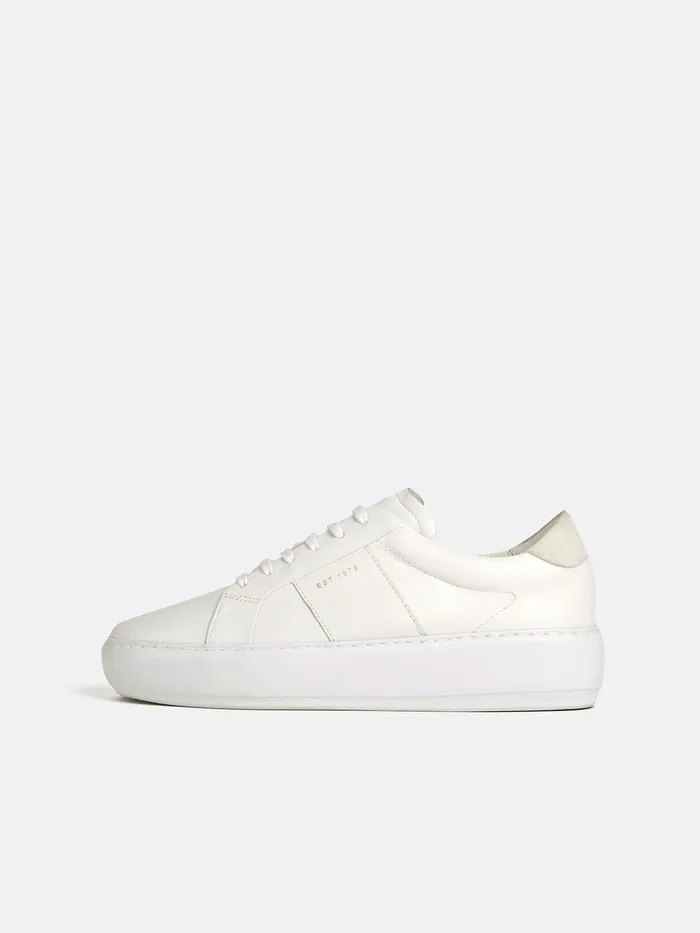 Women Riva Leather Platform Trainer White Jigsaw Trainers