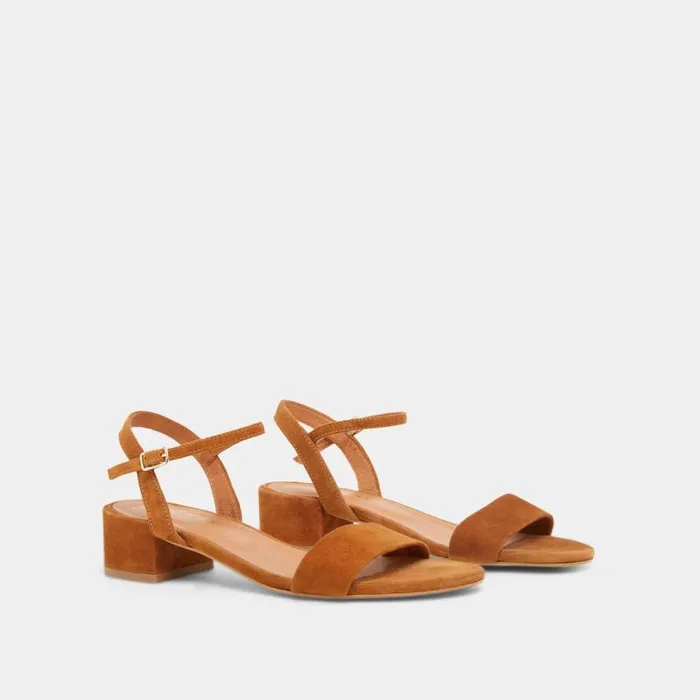 Women Sandals With Square Heel Cognac JONAK Sandals Women Sandals With Square Heel Cognac JONAK Sandals