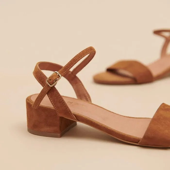 Women Sandals With Square Heel Cognac JONAK Sandals Women Sandals With Square Heel Cognac JONAK Sandals