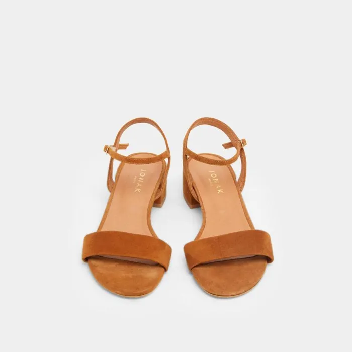 Women Sandals With Square Heel Cognac JONAK Sandals Women Sandals With Square Heel Cognac JONAK Sandals