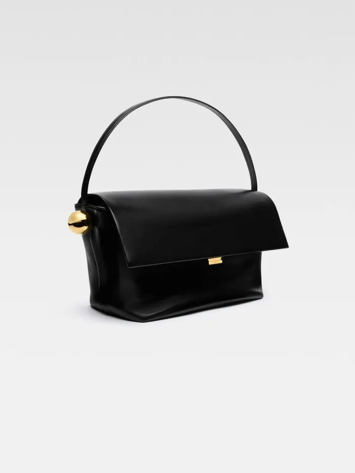 Women Shoulder Bags JACQUEMUS The Large Rond Carr Black Women Shoulder Bags JACQUEMUS The Large Rond Carr Black
