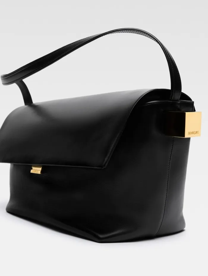 Women Shoulder Bags JACQUEMUS The Large Rond Carr Black Women Shoulder Bags JACQUEMUS The Large Rond Carr Black