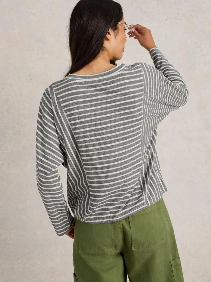 Women Stripe Tie Hem Top Grey Multi White Stuff Tops and Tees Women Stripe Tie Hem Top Grey Multi White Stuff Tops and Tees