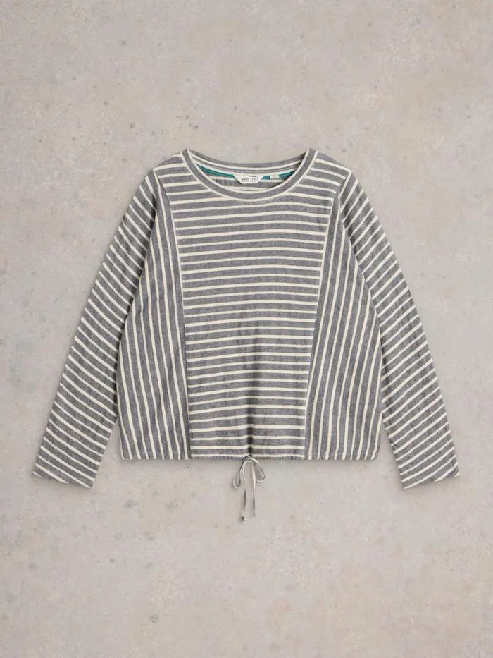 Women Stripe Tie Hem Top Grey Multi White Stuff Tops and Tees Women Stripe Tie Hem Top Grey Multi White Stuff Tops and Tees