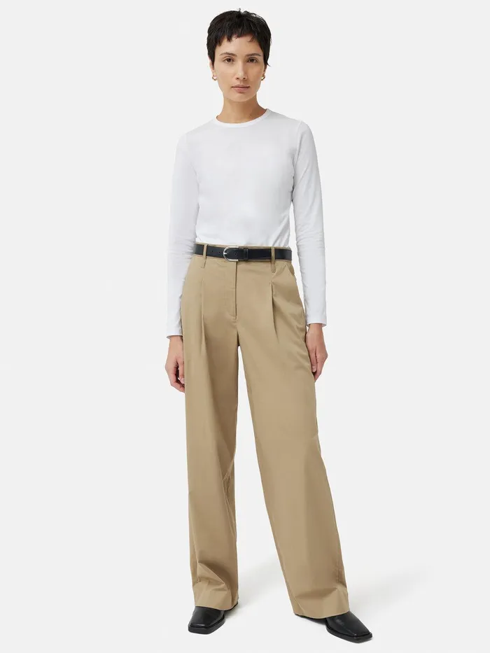 Women Supima Cotton Long Sleeve Tee White Jigsaw Shirts and Tops