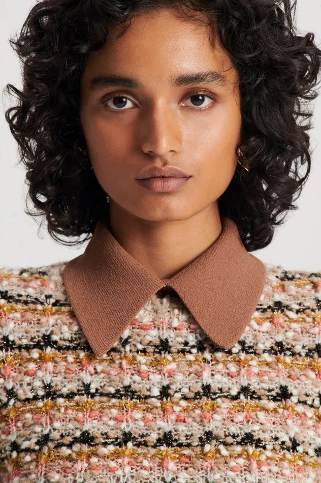 Women Sweaters Scanlan Theodore STRIPE SLIM SWEATER CORAL Women Sweaters Scanlan Theodore STRIPE SLIM SWEATER CORAL
