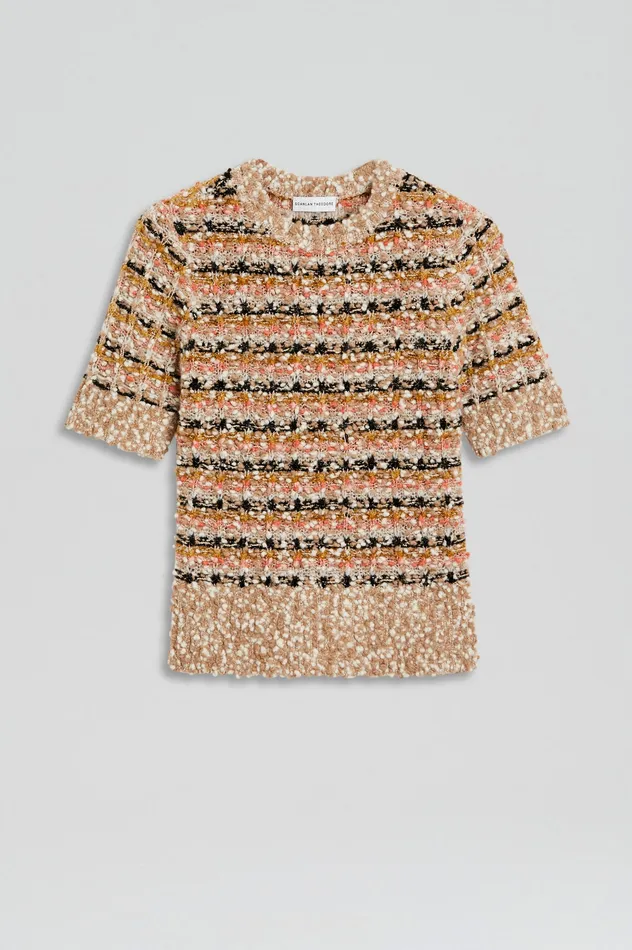 Women Sweaters Scanlan Theodore STRIPE SLIM SWEATER CORAL Women Sweaters Scanlan Theodore STRIPE SLIM SWEATER CORAL