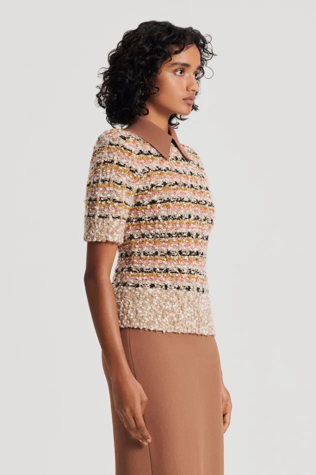Women Sweaters Scanlan Theodore STRIPE SLIM SWEATER CORAL Women Sweaters Scanlan Theodore STRIPE SLIM SWEATER CORAL