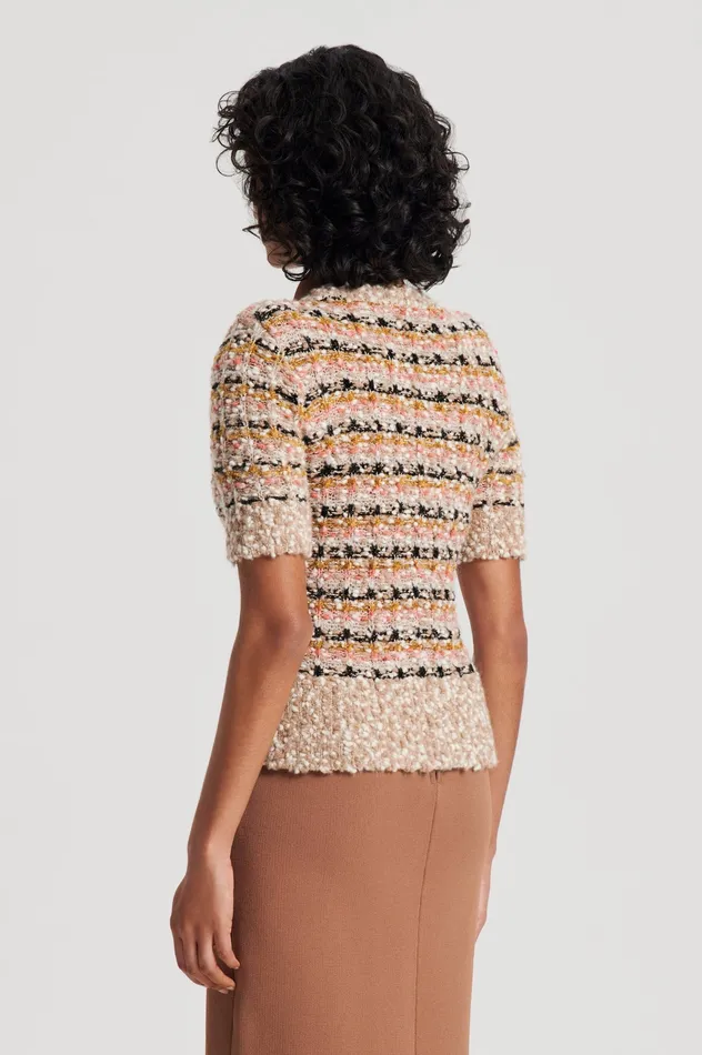 Women Sweaters Scanlan Theodore STRIPE SLIM SWEATER CORAL Women Sweaters Scanlan Theodore STRIPE SLIM SWEATER CORAL