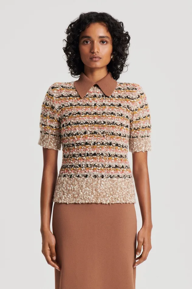 Women Sweaters Scanlan Theodore STRIPE SLIM SWEATER CORAL Women Sweaters Scanlan Theodore STRIPE SLIM SWEATER CORAL