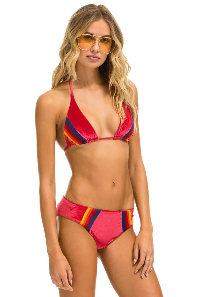 Women Swim Aviator Nation VELVET TRIANGLE BIKINI TOP 8211 RED Women Swim Aviator Nation VELVET TRIANGLE BIKINI TOP 8211 RED
