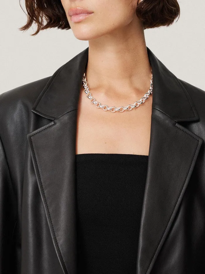 Women Tailored Leather Blazer Black Jigsaw Leather