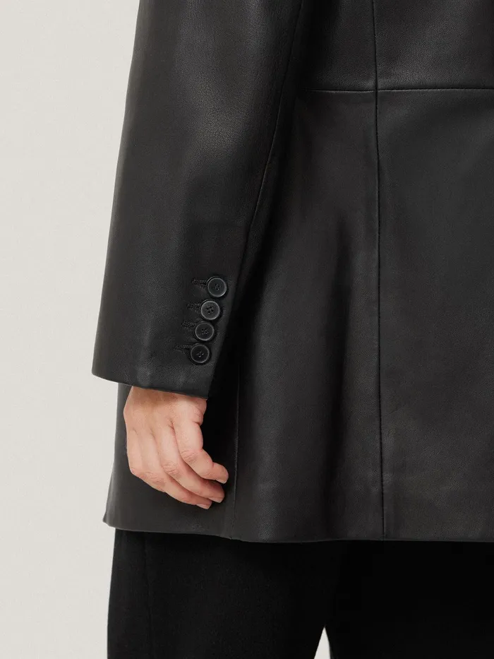 Women Tailored Leather Blazer Black Jigsaw Leather