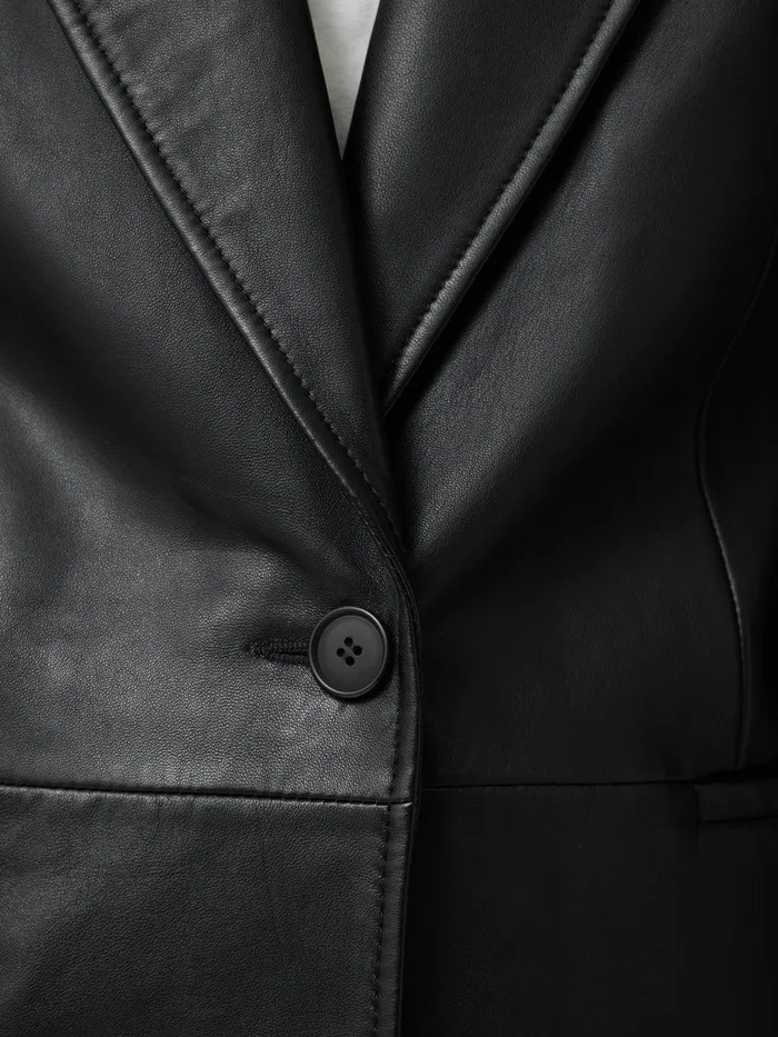Women Tailored Leather Blazer Black Jigsaw Leather