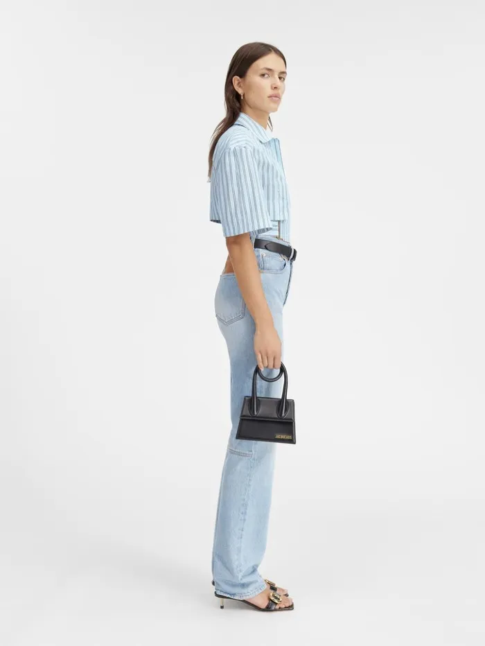 Women Tops and Shirts JACQUEMUS The Bari Cropped Shirt Print Blue Stripes Women Tops and Shirts JACQUEMUS The Bari Cropped Shirt Print Blue Stripes