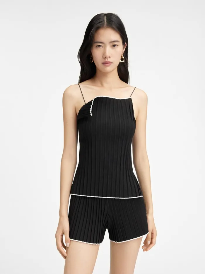 Women Tops and Shirts JACQUEMUS The Pleated Knit Top Black Women Tops and Shirts JACQUEMUS The Pleated Knit Top Black