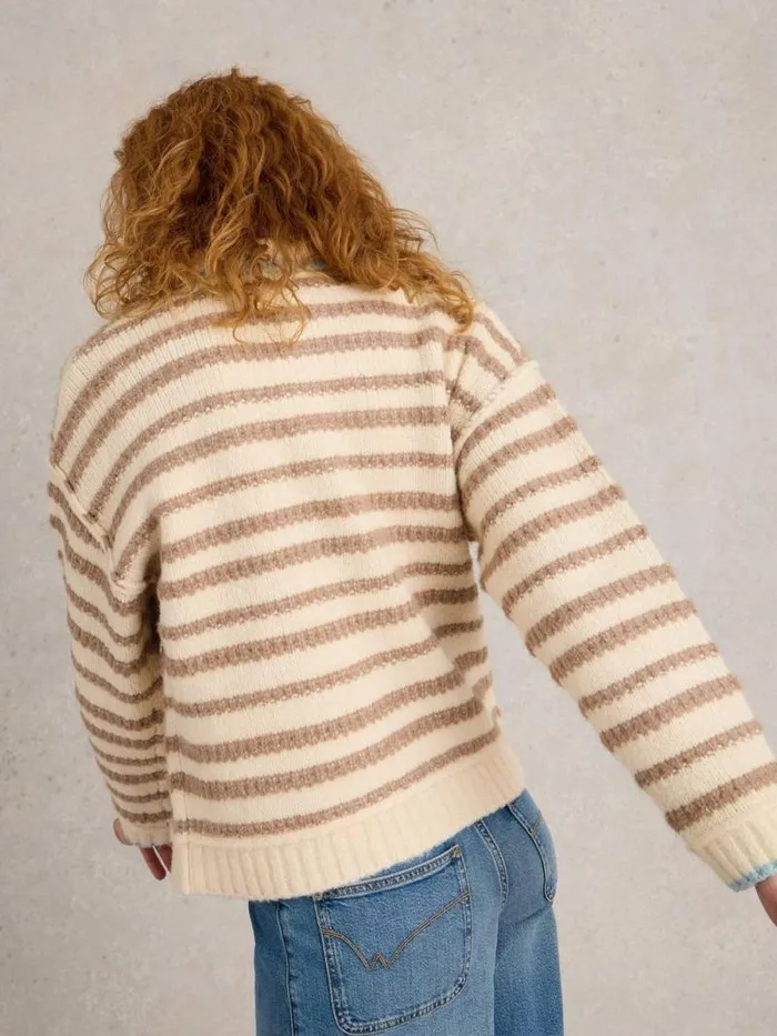 Women TYLER CARDI Natural Multi White Stuff Knitwear Women TYLER CARDI Natural Multi White Stuff Knitwear