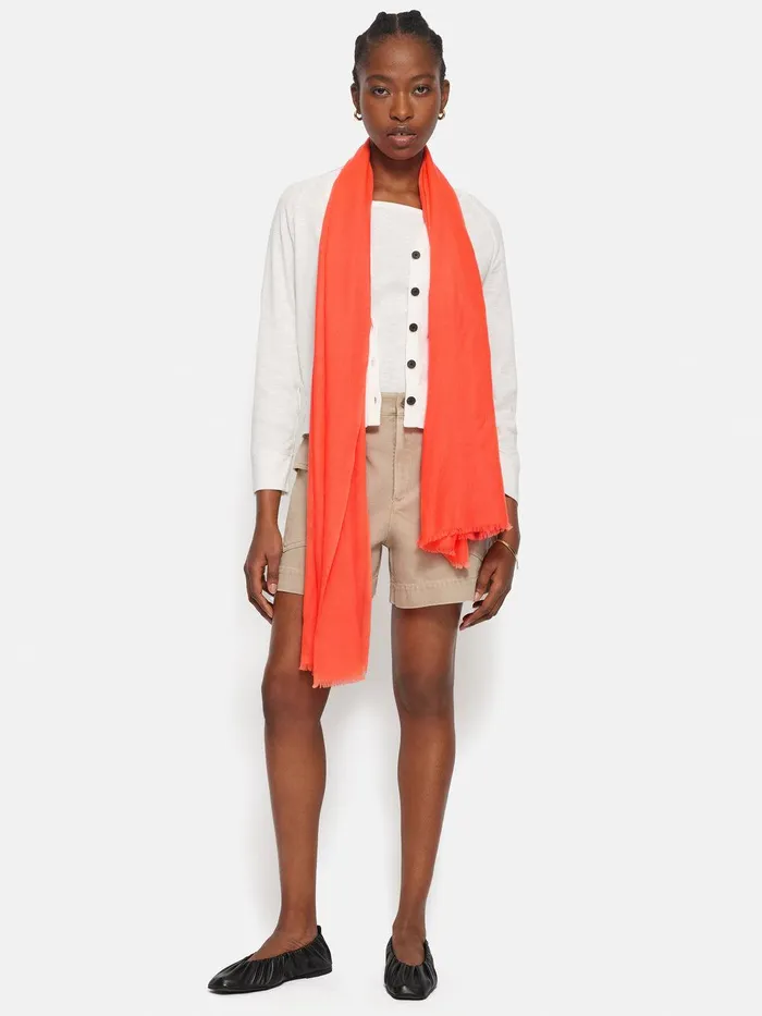 Women Wool Silk Pashmina Orange Jigsaw Ponchos and Scarves